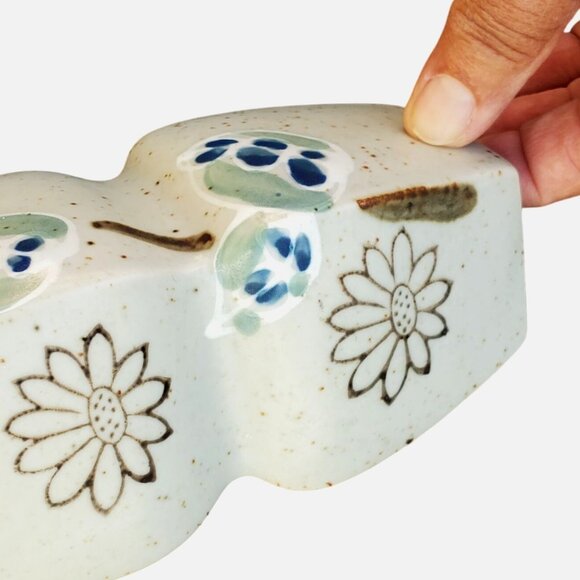 Vintage Japanese Ceramic Bud Vase 6" Ikebana UCTCI 70s Stoneware Floral Snail - Picture 7 of 9